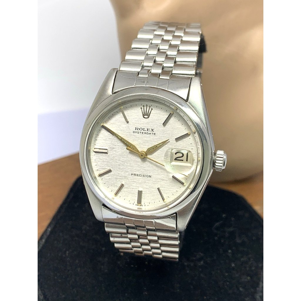 Rolex Oysterdate Mens Watch 6694 Swiss Mechanical 60s Silver Stainless Steel